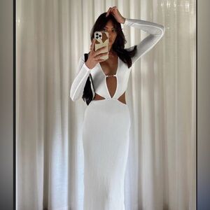 Princess Polly Bodycon Long Sleeve Everton Maxi Dress White